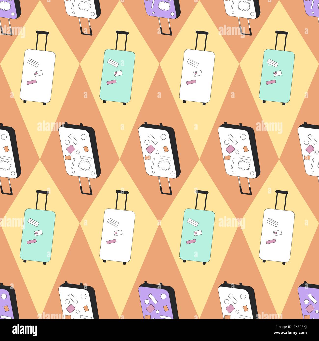 Fun Suitcase Pattern Suitcase pattern featuring colorful luggage with travel stickers on ...