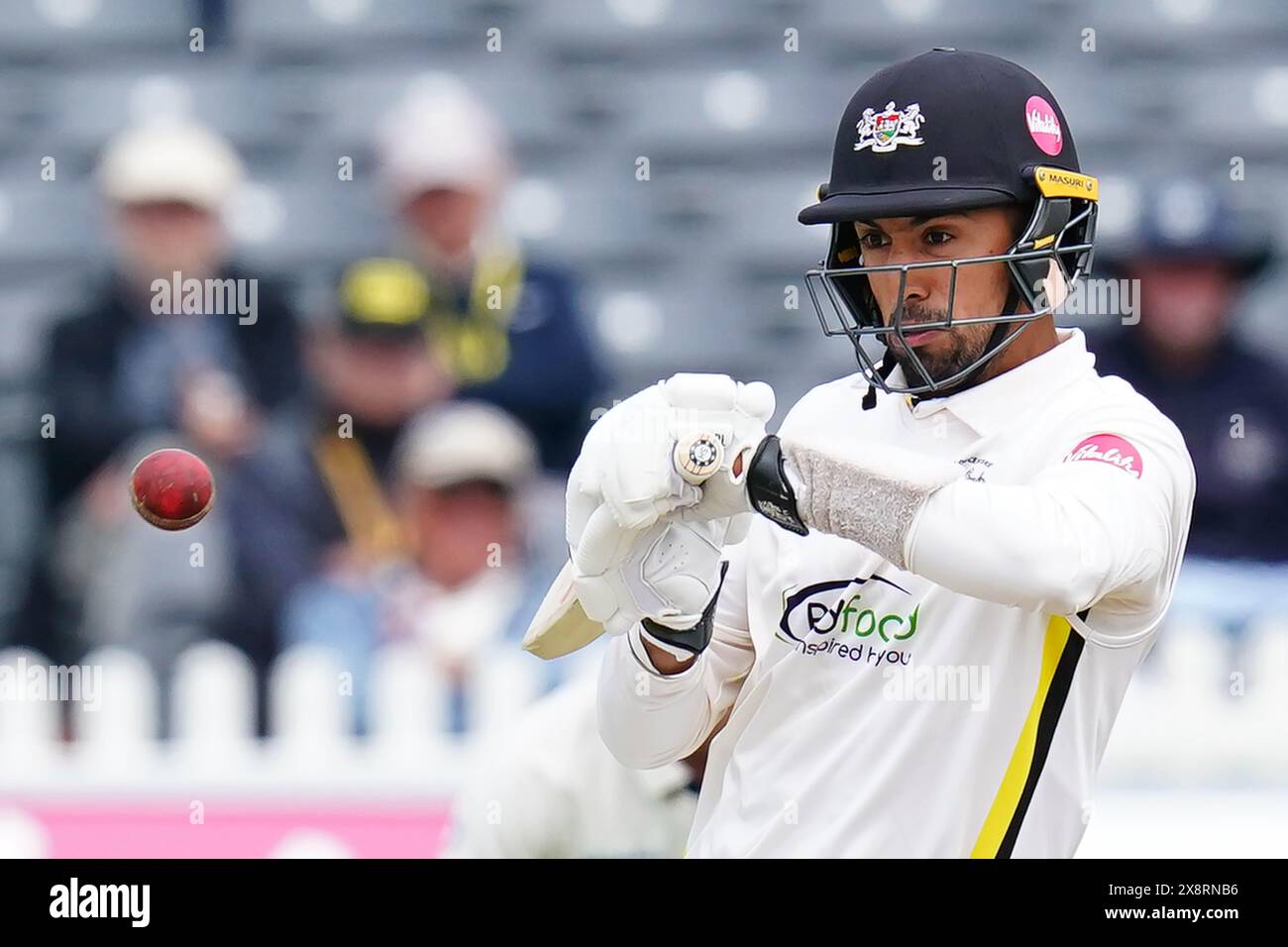 Bristol, UK, 27 May 2024. Gloucestershire's Ajeet Singh Dale batting during the Vitality County Championship match between Gloucestershire and Derbyshire. Credit: Robbie Stephenson/Gloucestershire Cricket/Alamy Live News Stock Photo