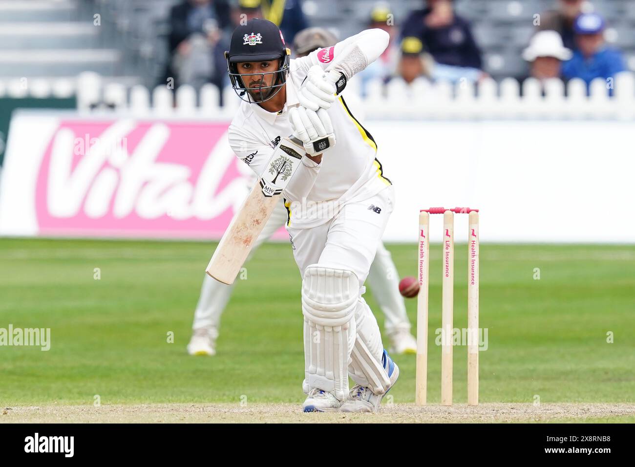 Bristol, UK, 27 May 2024. Gloucestershire's Ajeet Singh Dale batting during the Vitality County Championship match between Gloucestershire and Derbyshire. Credit: Robbie Stephenson/Gloucestershire Cricket/Alamy Live News Stock Photo