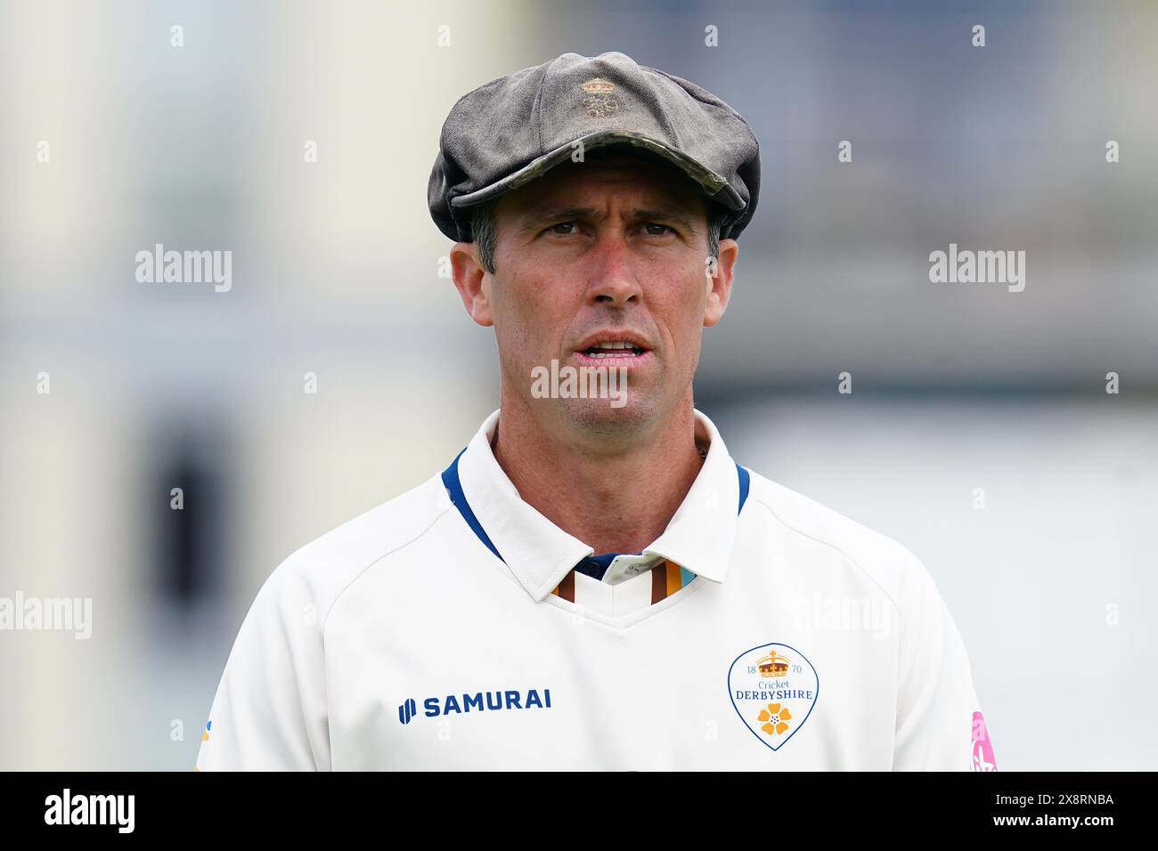 Bristol, UK, 27 May 2024. Derbyshire's Wayne Madsen during the Vitality County Championship match between Gloucestershire and Derbyshire. Credit: Robbie Stephenson/Gloucestershire Cricket/Alamy Live News Stock Photo