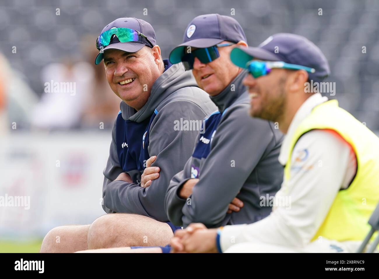 Bristol, UK, 27 May 2024. Derbyshire's head of cricket Micky Arthur during the Vitality County Championship match between Gloucestershire and Derbyshire. Credit: Robbie Stephenson/Gloucestershire Cricket/Alamy Live News Stock Photo