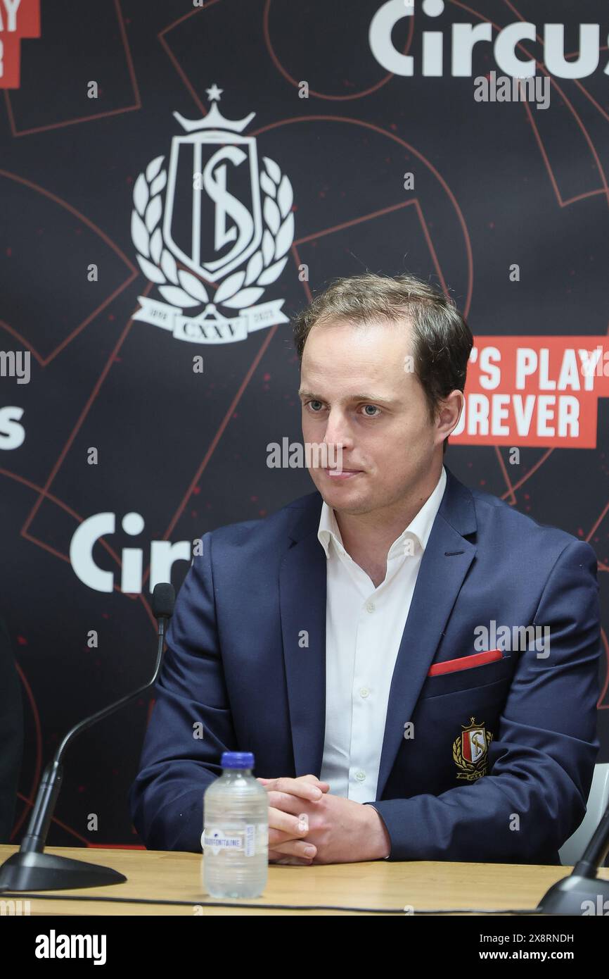 Liege, Belgium. 27th May, 2024. Standard's CEO Pierre Locht pictured during a press conference on the 'Circus Cup' exhibition soccer game, Monday 27 May 2024 in Liege. Two teams made up of international football legends will face each other in the Circus Cup, a gala match for charity which will take place in Liege on June 2. BELGA PHOTO BRUNO FAHY Credit: Belga News Agency/Alamy Live News Stock Photo