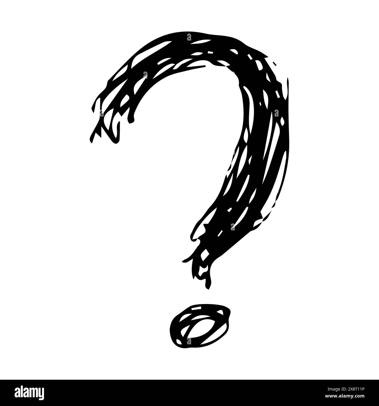 Hand drawn question mark symbol. Black sketch question mark symbol on white background. Stock Vector