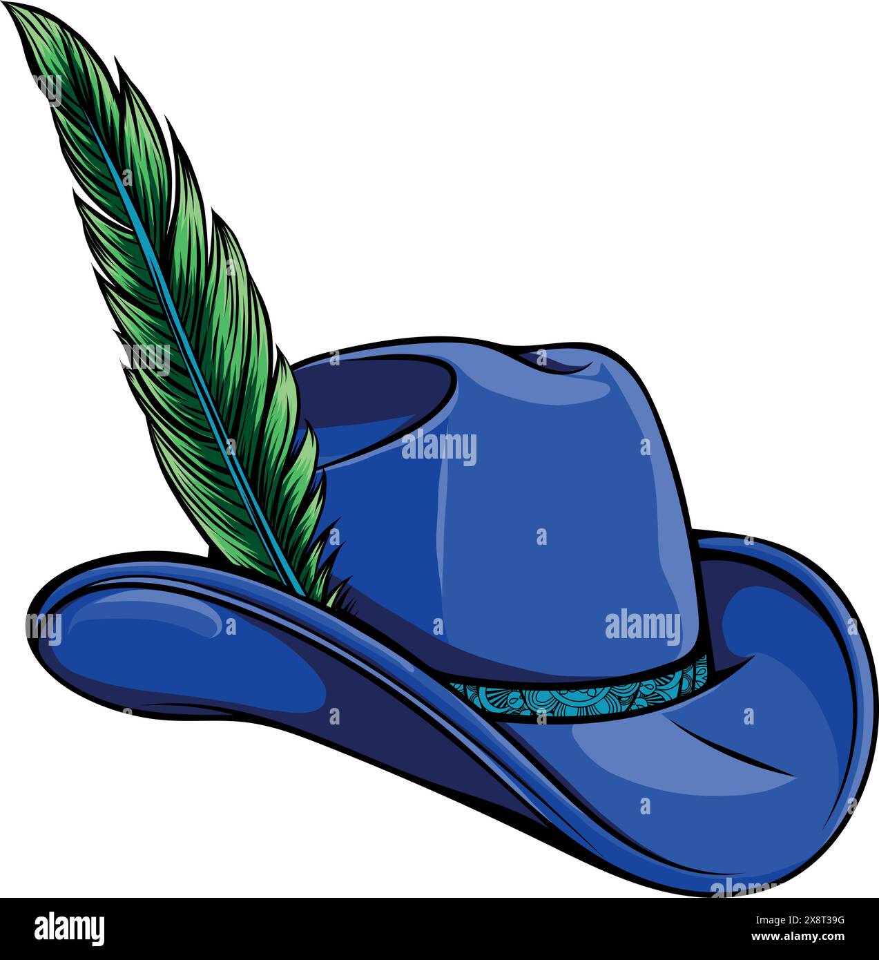 vector illustration of hat with feather design Stock Vector