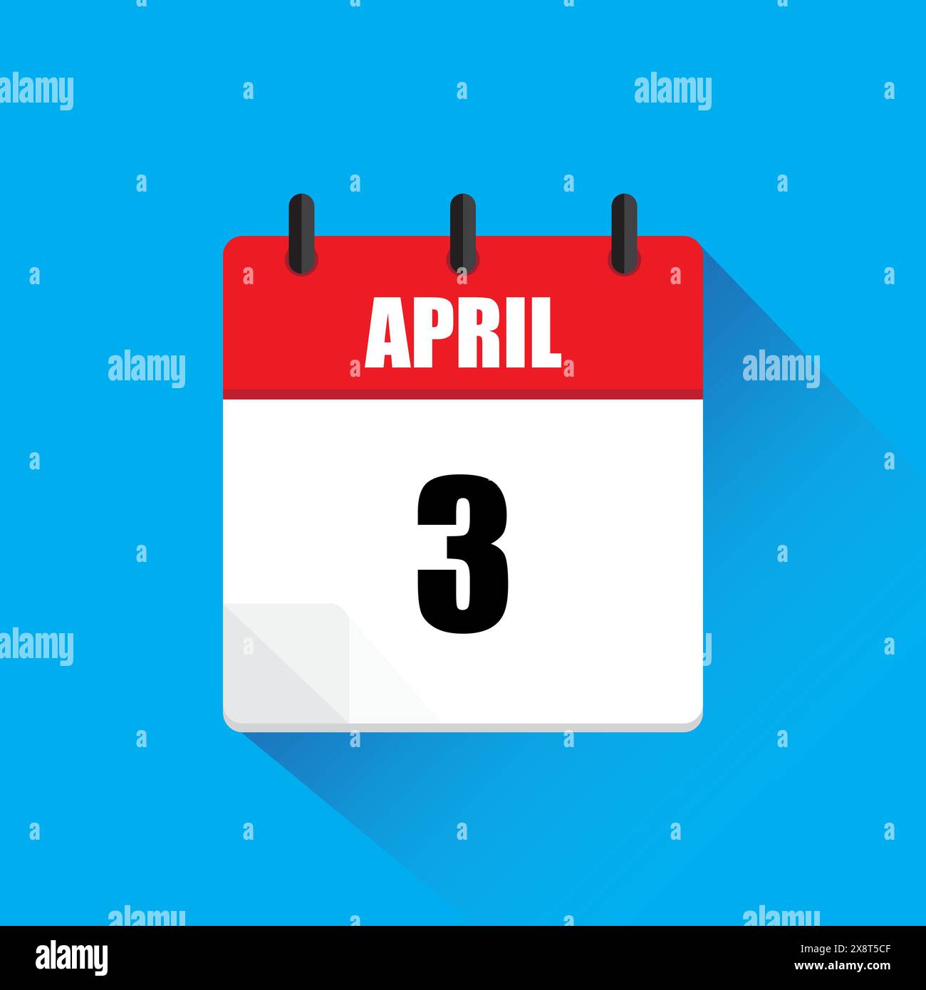 April calendar icon. Date three. Red and white. Vector design Stock ...