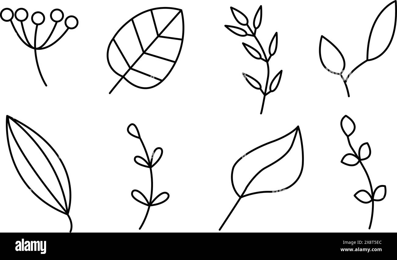 Outline floral doodles collection Stock Vector Image & Art - Alamy