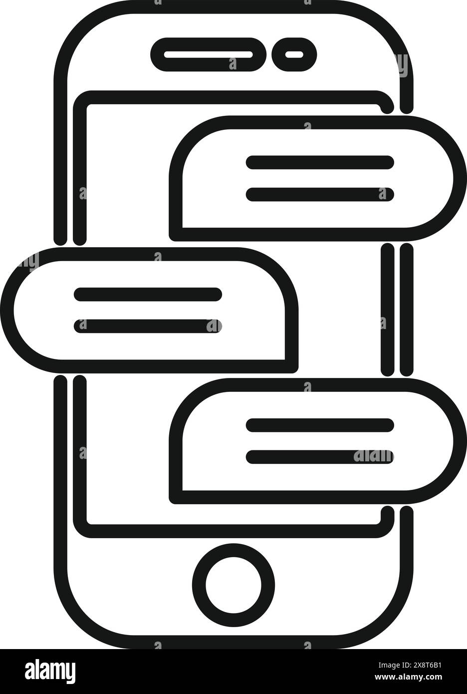 Minimalist black and white vector illustration of a smartphone with ...