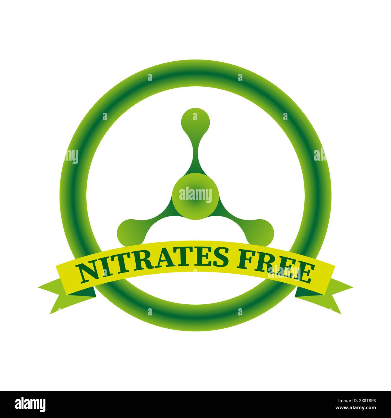 Nitrates free badge. Green circular icon. Organic product symbol ...