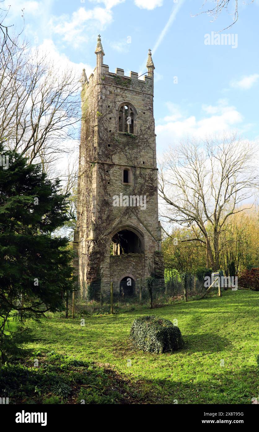 The Ruins of Old Kea Church, of which only the tower now stands. Stock Photo