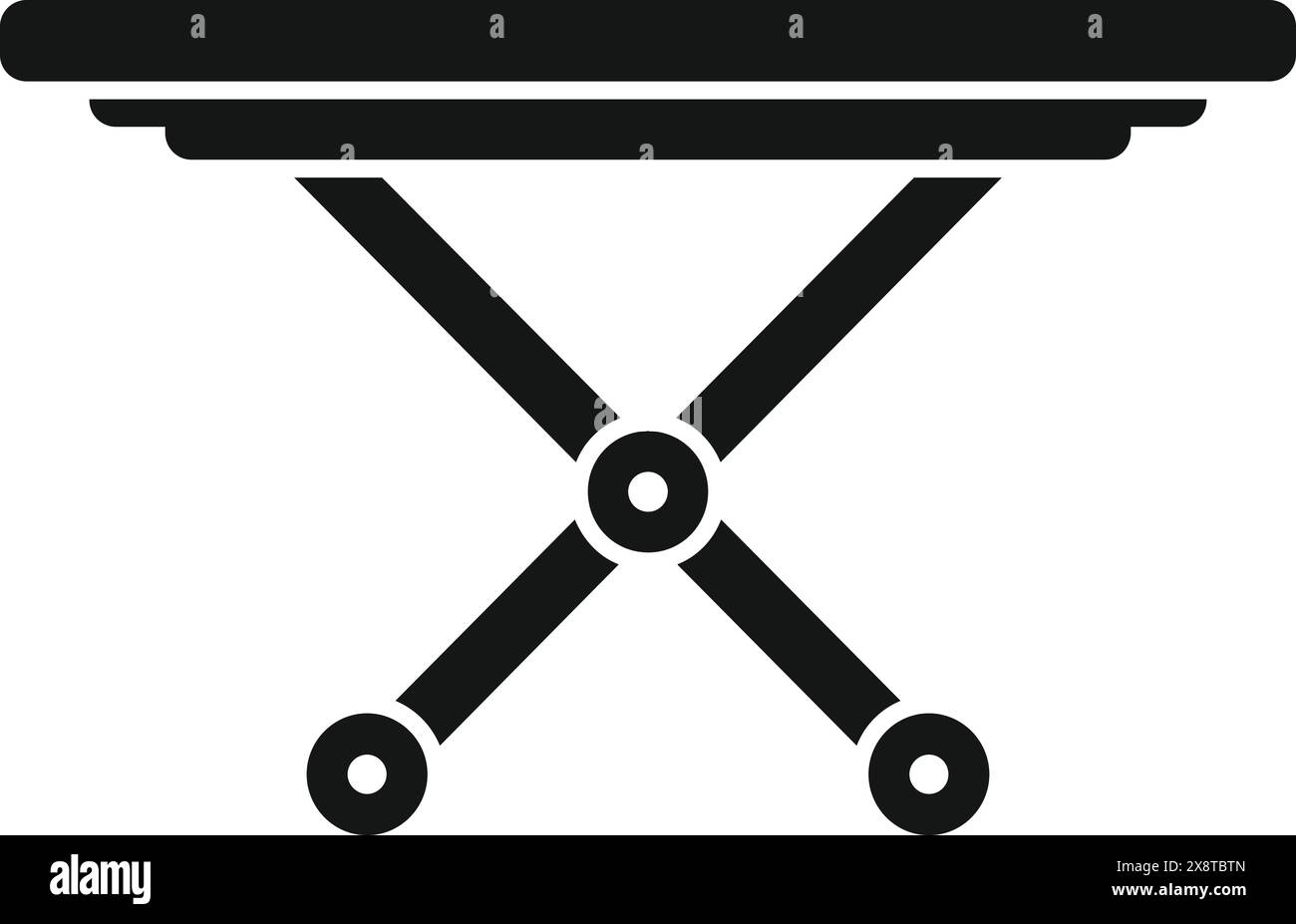 Simplistic vector icon depicting a collapsible table in monochrome Stock Vector