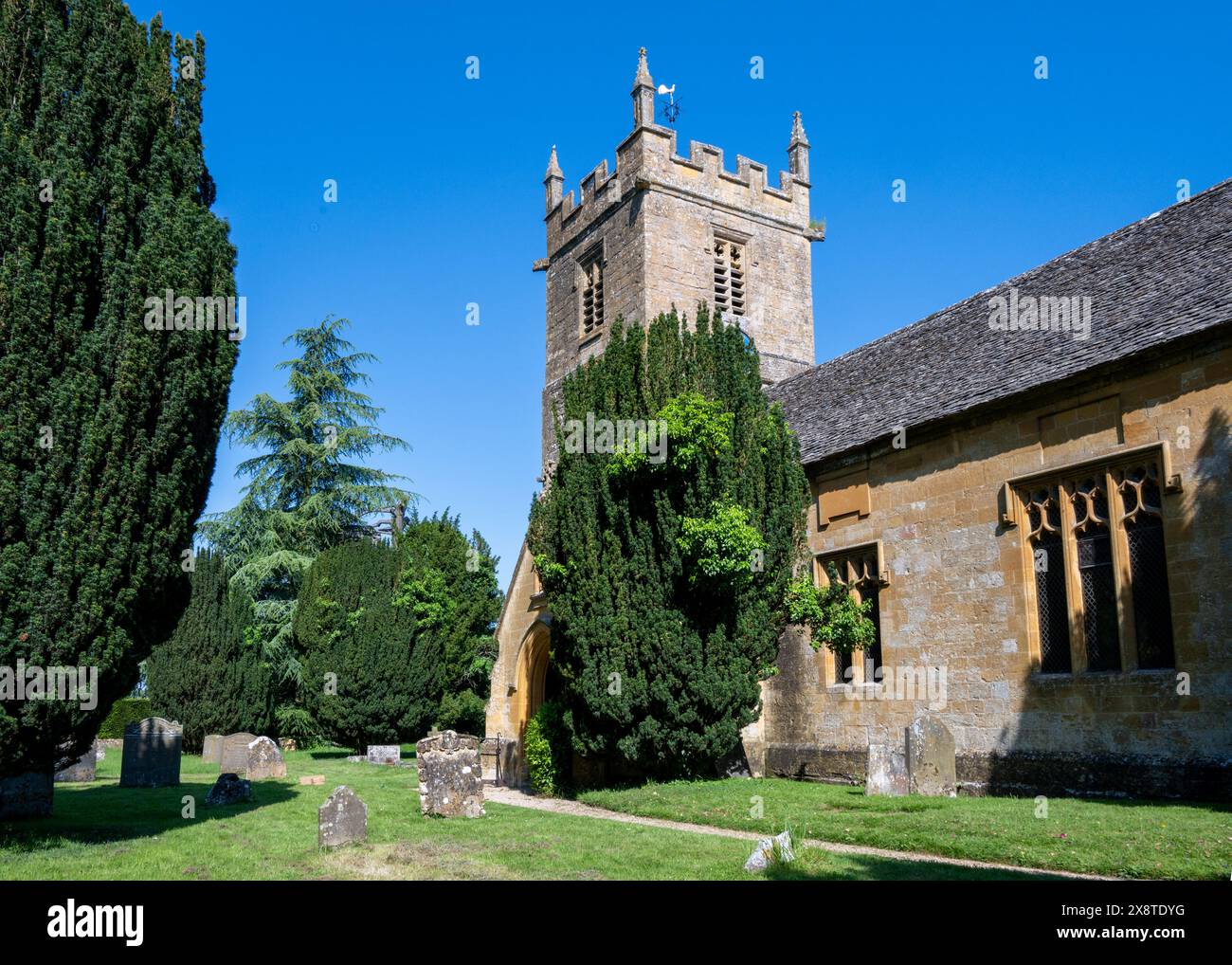 Stanway Village Chucrh, Gloucestershire Cotswolds Stock Photo