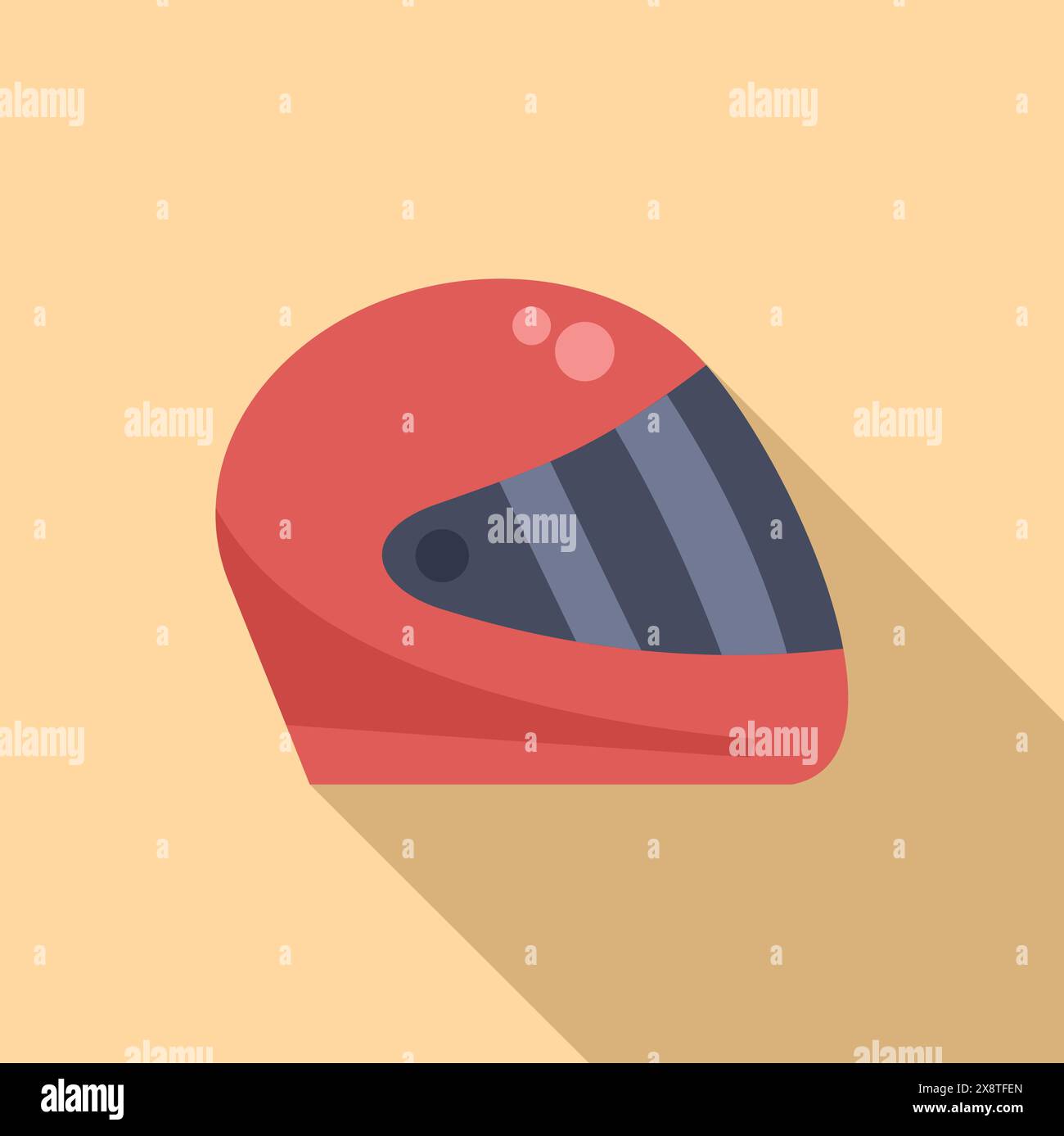 Minimalist vector illustration of a red racing helmet with a shaded ...