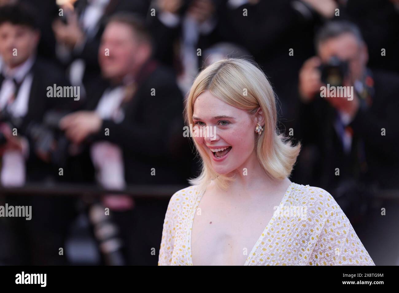 Cannes, France, 25.5.2024: Elle Fanning at the closing ceremony on the red carpet of the Palais des Festivals during the 77th Cannes International Stock Photo