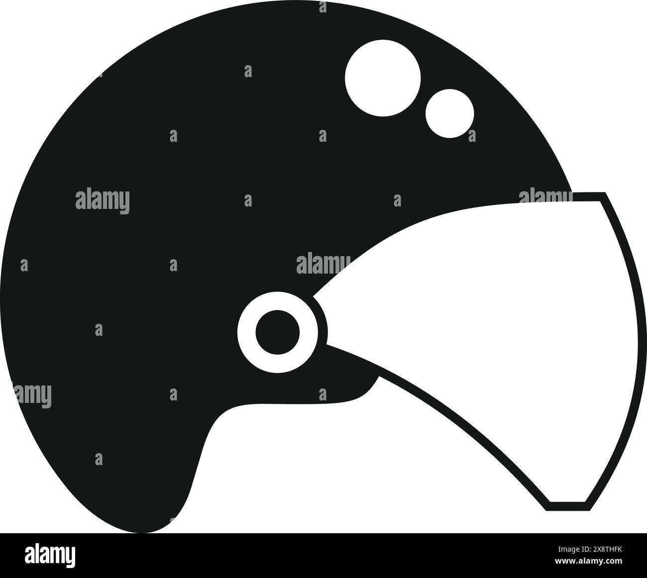 Simplified side view graphic of a black motorcycle helmet with visor Stock Vector