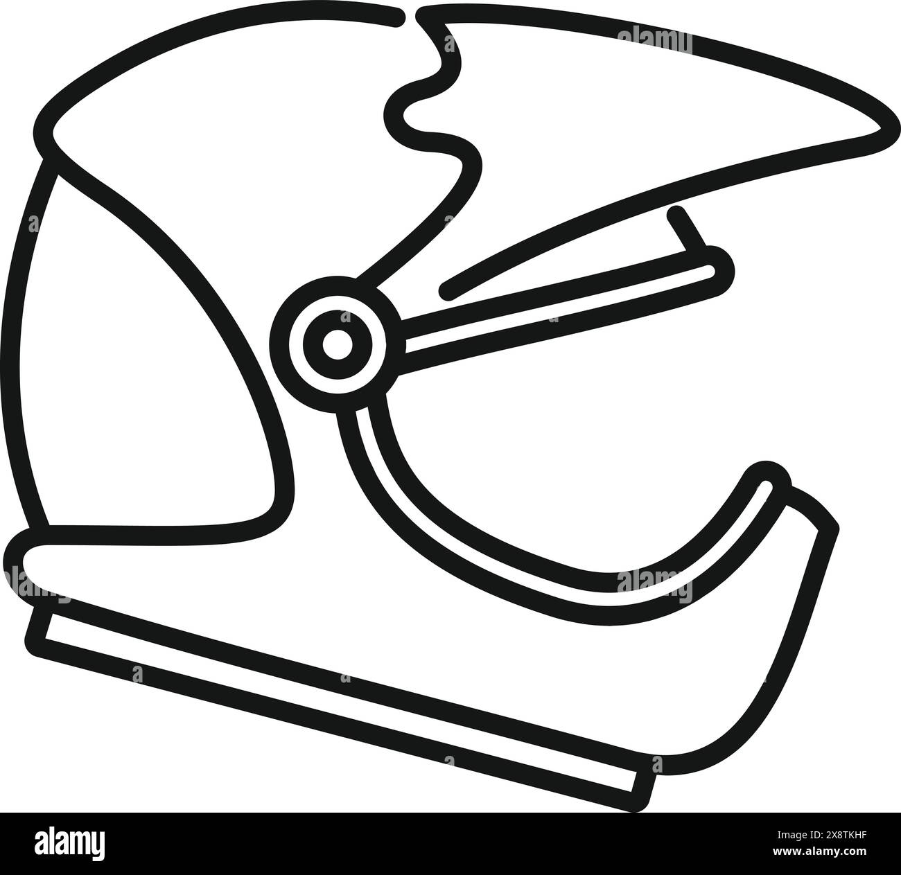 Simple black and white line drawing of a classic motorcycle helmet Stock Vector