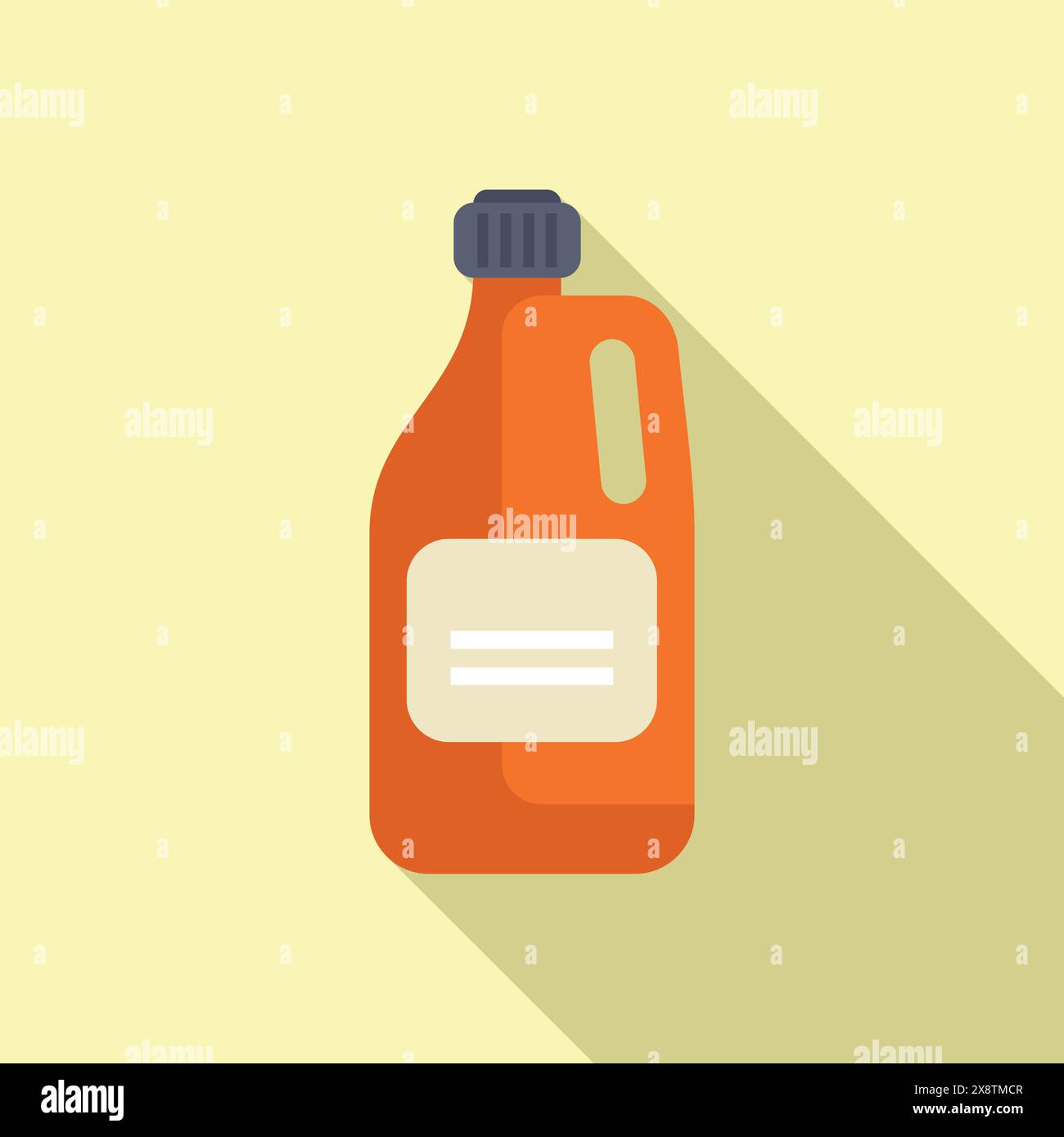 Flat design vector of an orange detergent bottle on a pastel background ...