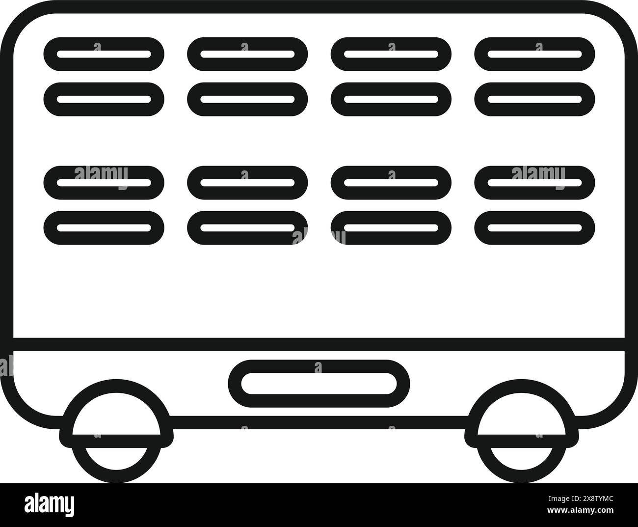 Black and white vector icon of a city transport bus, minimalist line style Stock Vector