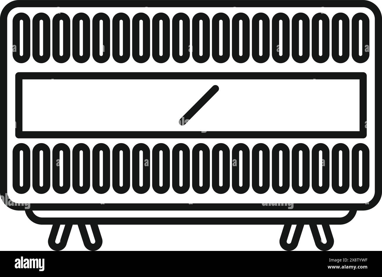 Vector illustration of a vintage tv set in line art style, isolated on ...