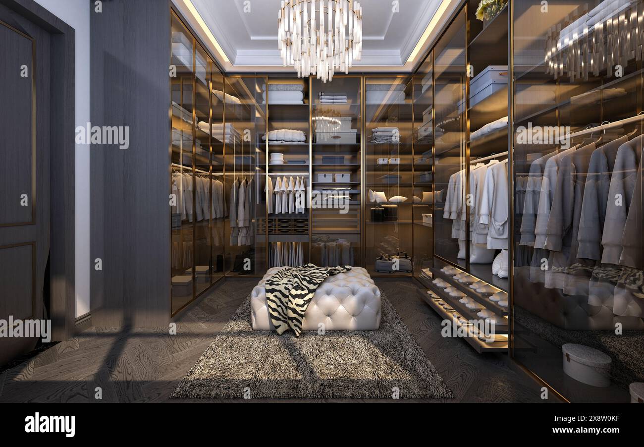 3d render of cloak room, dressing room Stock Photo