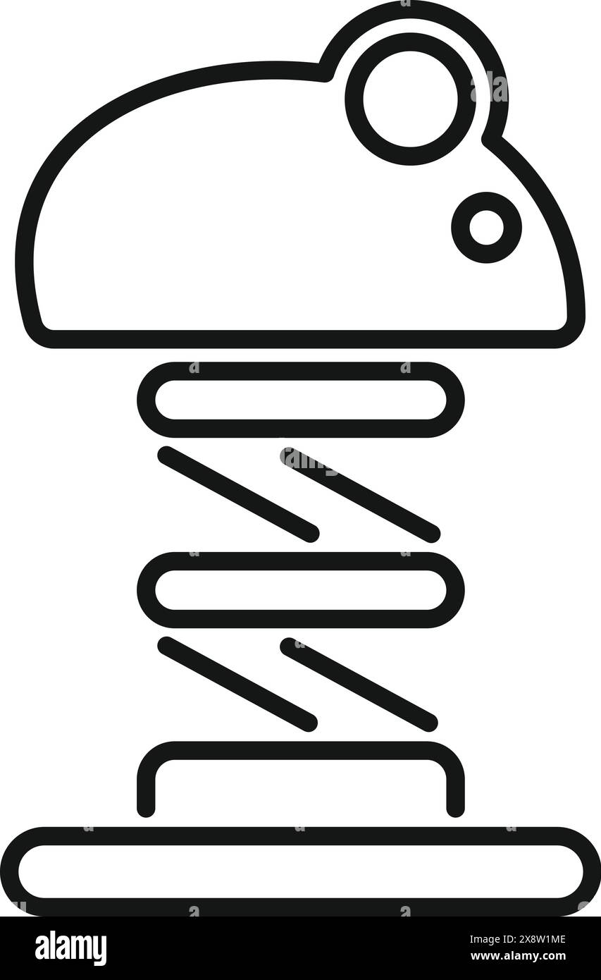 Black and white vector illustration of a mouseshaped spring toy Stock Vector
