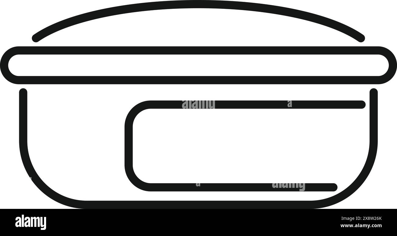 Simplistic line drawing of a plastic container with a lid, ideal for kitchen organization themes Stock Vector