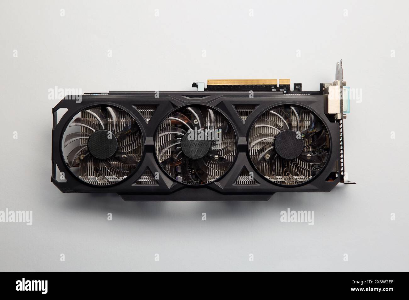 One graphics card on color background, top view Stock Photo