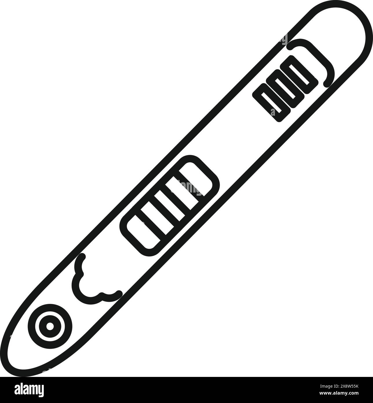 Black and white line art of a modern digital thermometer, ideal for medical diagrams Stock Vector