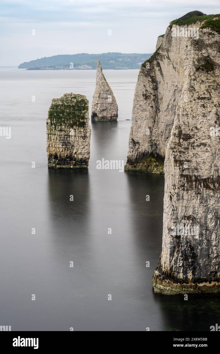 Ballard Cliffs and Sea Stacks from Old Harry Rocks, Dorset, England ...