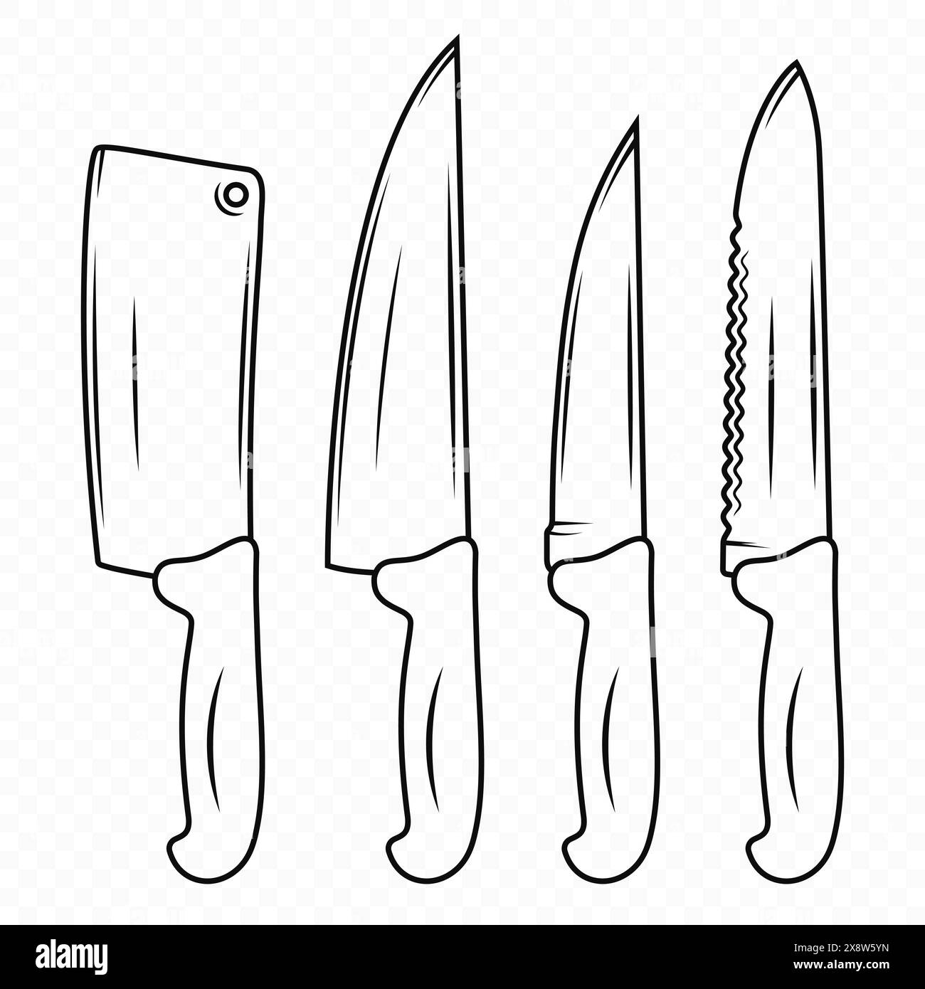 Vector Kitchen Knife Icon Set, Isolated. Various Kitchen Knives Design Vector Kitchen Knife Icon Set, Isolated. Various Kitchen Knives Design