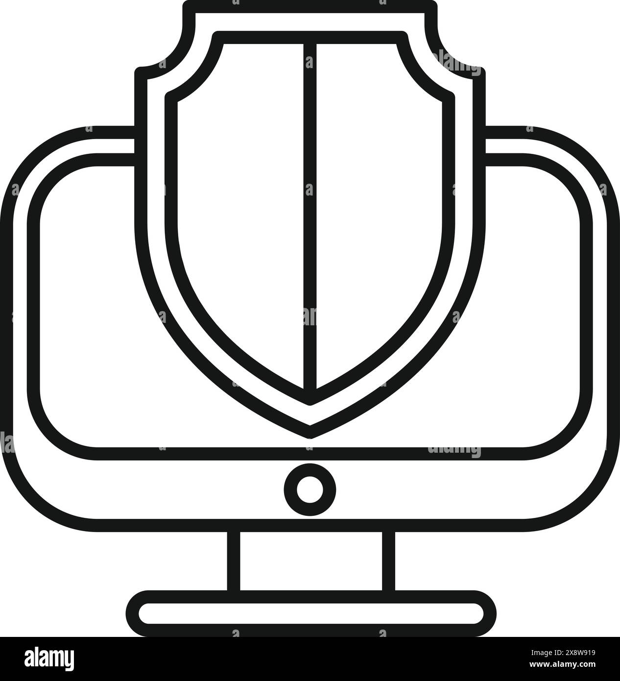 Vector illustration of computer security icon with shield symbol ...