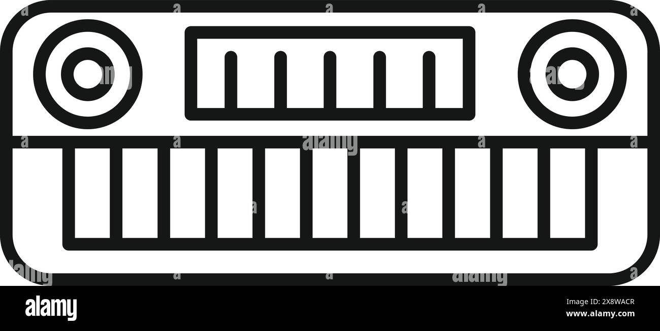 Simple line art vector of a classic retro audio cassette tape Stock ...
