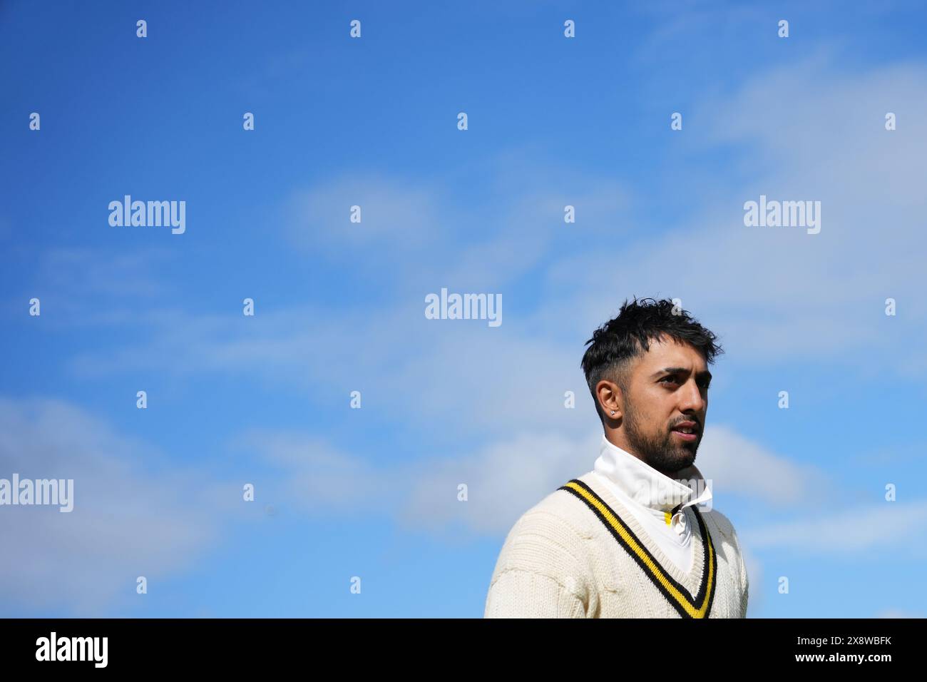 Bristol, UK, 27 May 2024. Gloucestershire's Ajeet Singh Dale during the Vitality County Championship match between Gloucestershire and Derbyshire. Credit: Robbie Stephenson/Gloucestershire Cricket/Alamy Live News Stock Photo