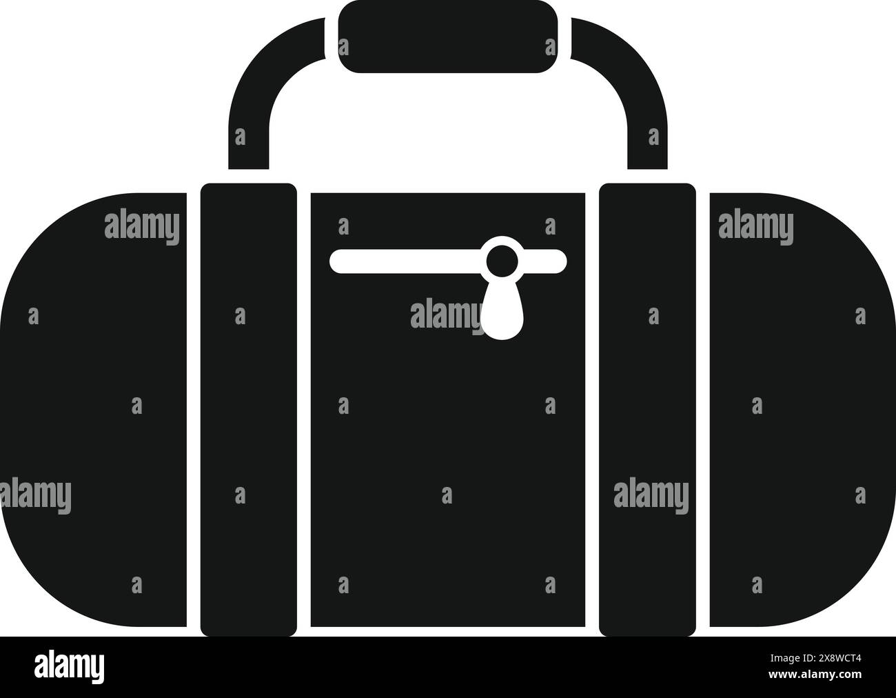 Minimalist black duffel bag icon with handle and zipper, perfect for ...