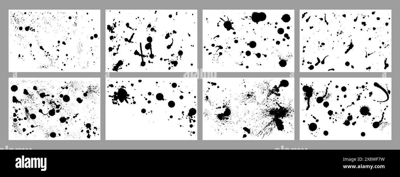 Abstract Ink Plots Ink splashes background. Blots black paint, abstract flows and dirty ...