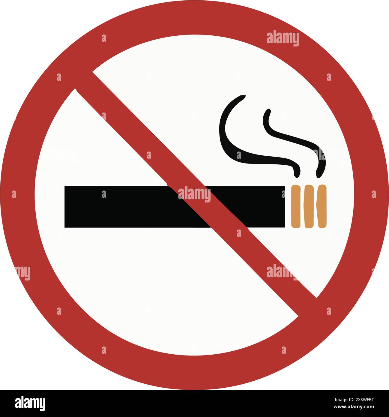 No Smoking cigarette icon, red Forbidden Ban sign. Cancer diseases