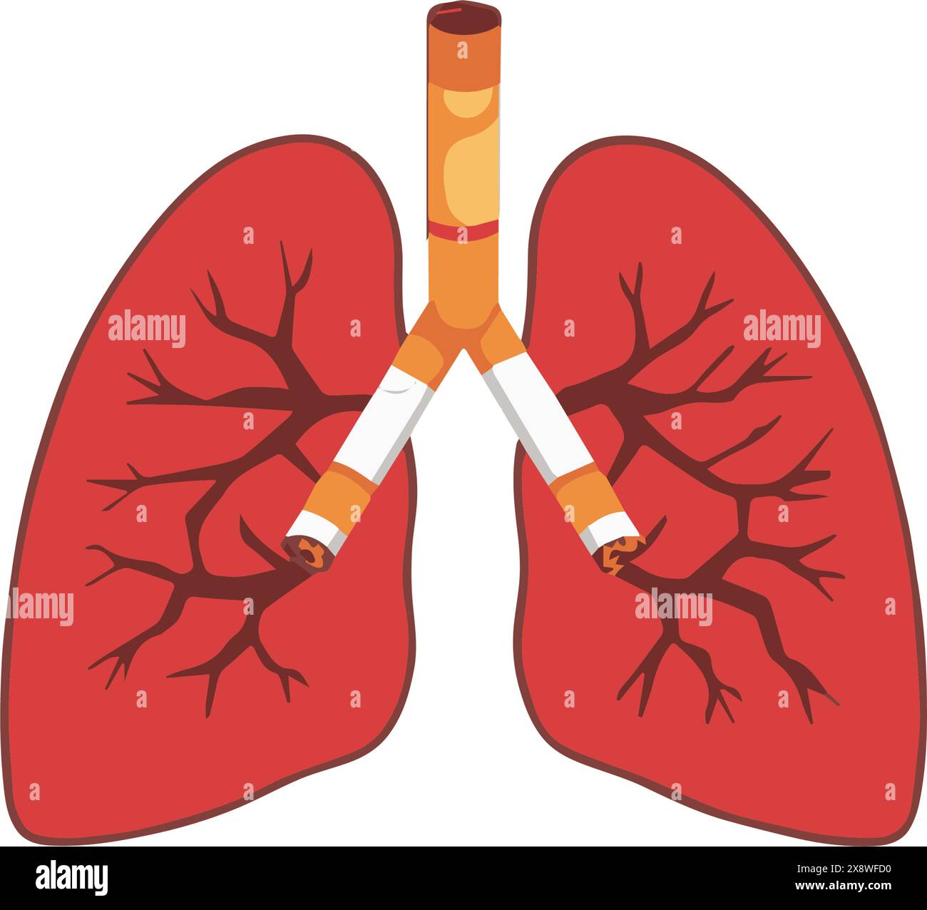 Lungs infected by Cigarette. Cancer diseases caused by smoking. Do not Smoke here awareness