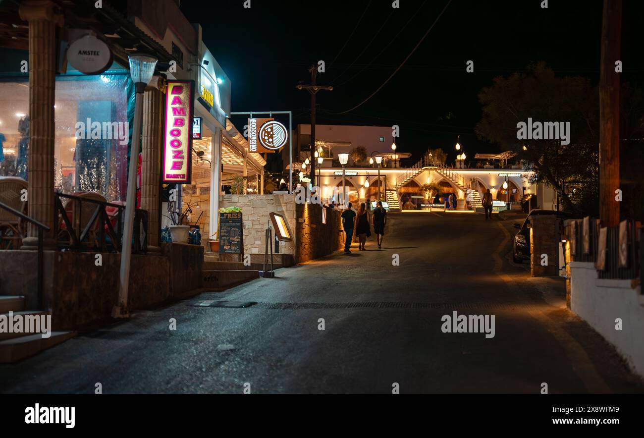 Rhodes, Greece - 21.10.2023: Street of Pefkos town in Rhodes. Stock Photo