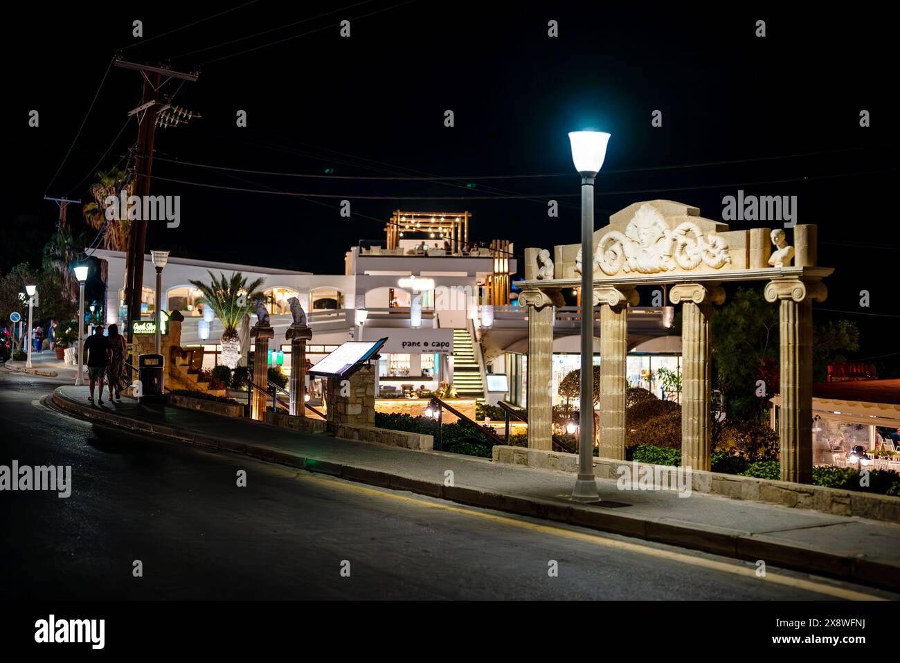Rhodes, Greece - 21.10.2023: Street of Pefkos town in Rhodes. Stock Photo