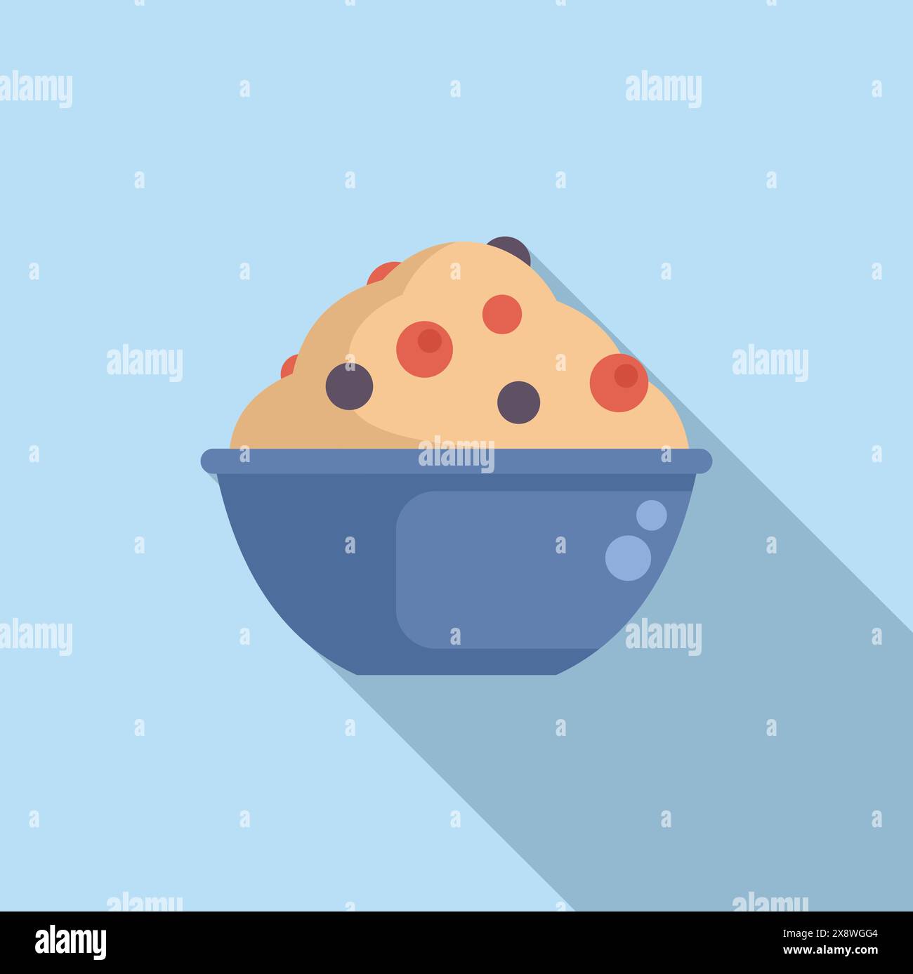 Minimalist vector image depicting a bowl of delicious chocolate chip