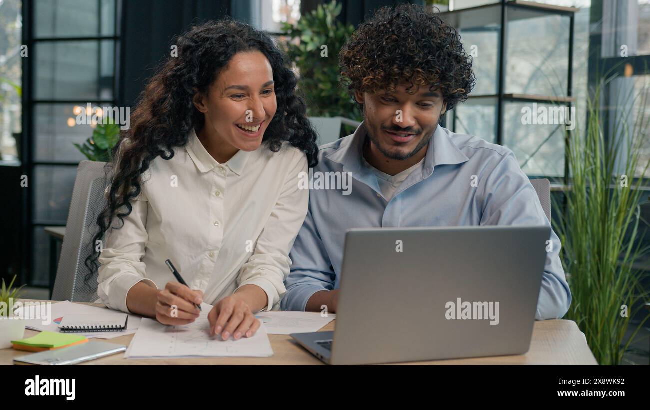 Multiracial business partners happy diverse colleagues Indian ...