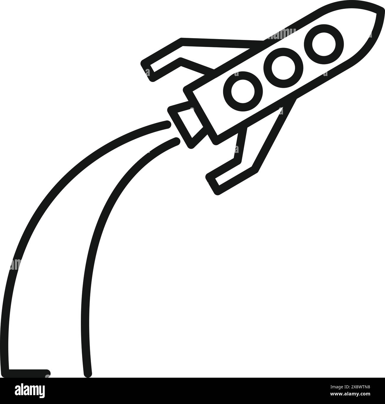 Minimalist rocket launch line icon in vector illustration for modern ...