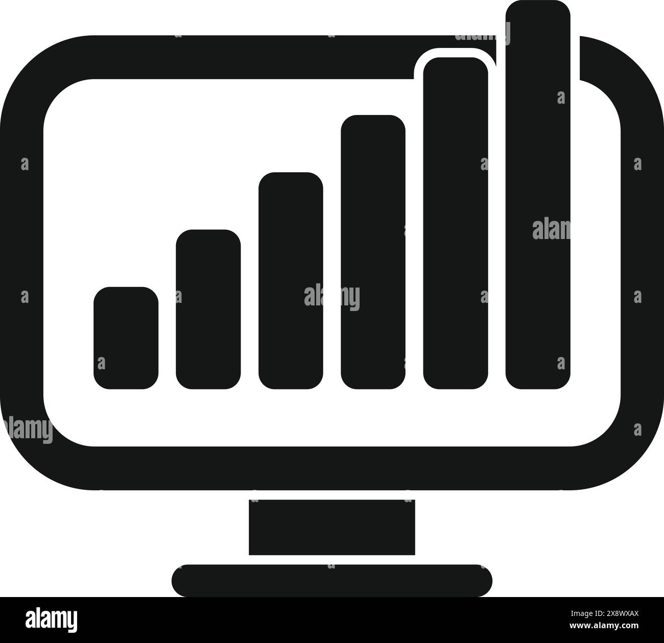 Black and white vector illustration of a computer screen displaying a ...