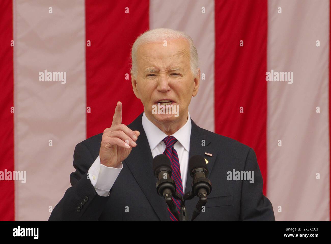 Arlington, VA, USA. 27 May 2024. U.S. President Joe Biden delivers a