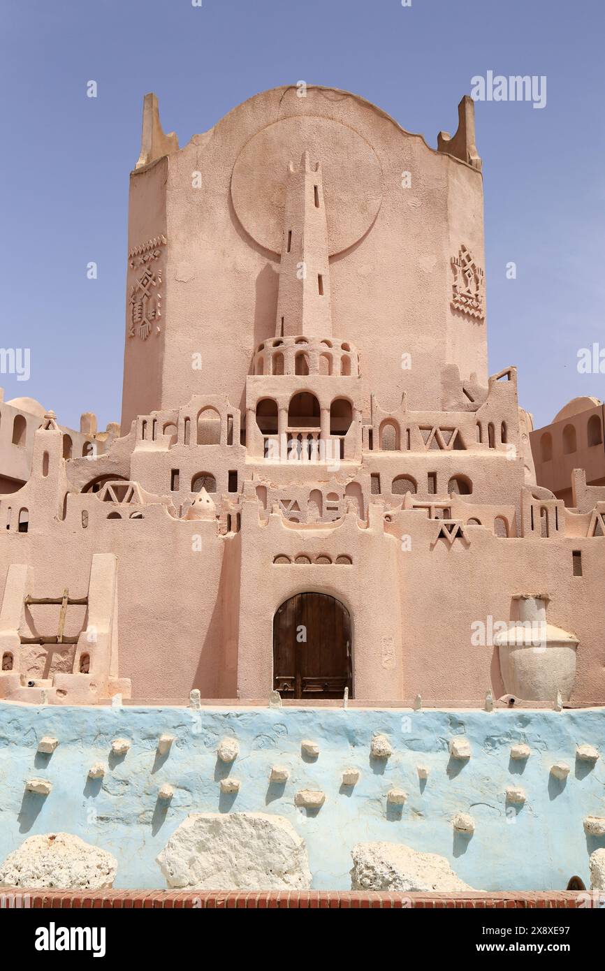 Monument for Moufdi Zakaria in Bounoura roundabout.Mzab valley.Ghardaia province.north Sahara.Algeria Stock Photo