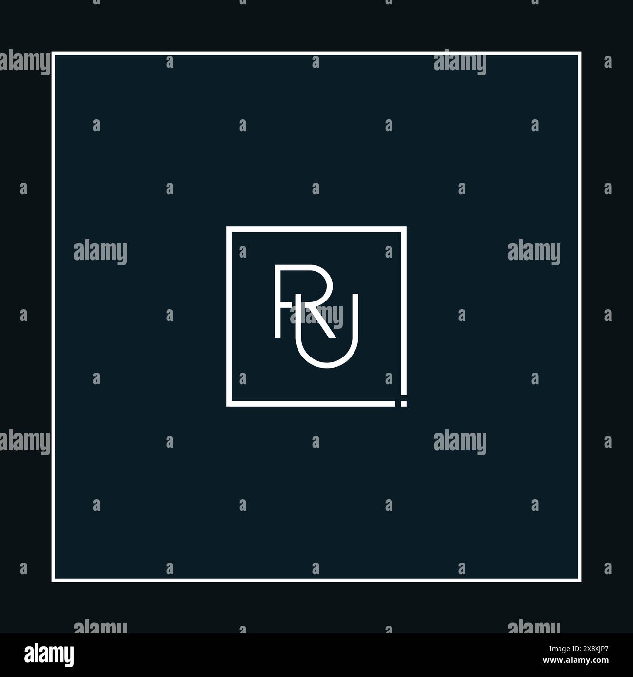 RU Vector Logo Template - Simple Icon for Initial Letter R and U Monogram Stock Vector