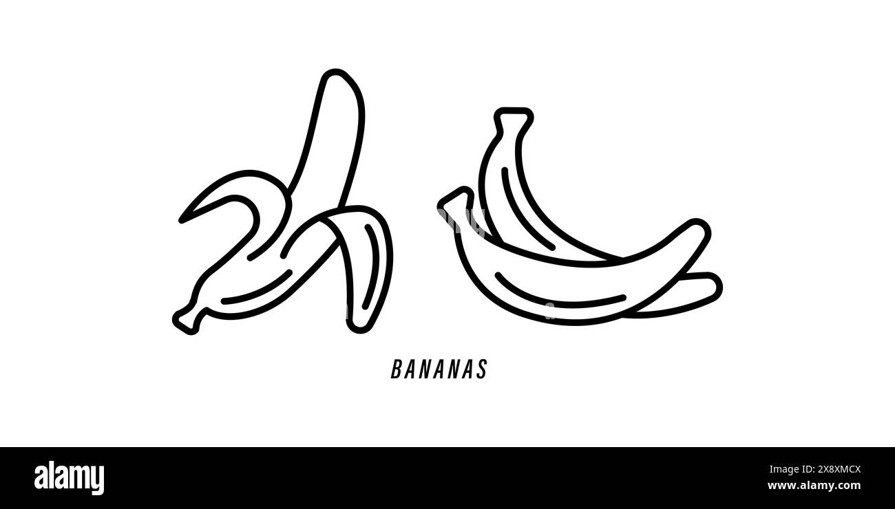 Banana line outline icon fruit concept Stock Vector