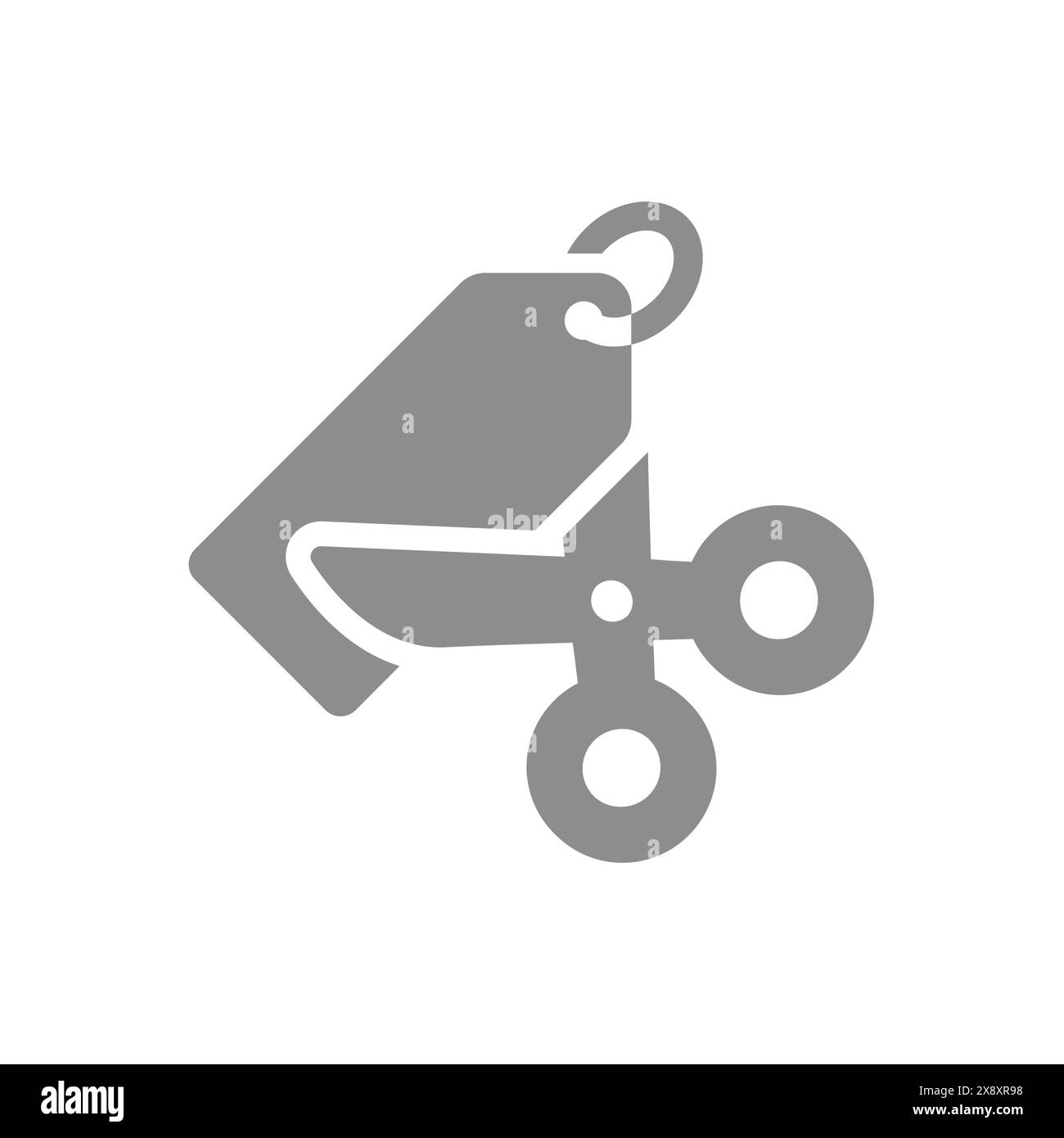 Discount, price cut with tag and scissors. Shopping voucher vector icon. Stock Vector