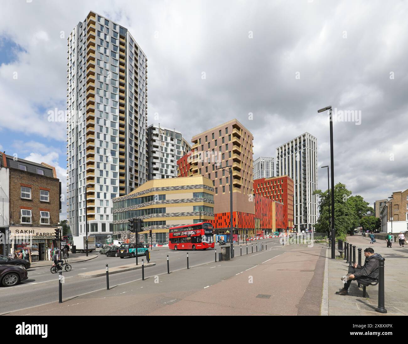 Lewisham High Street, London, UK, Summer 2024, showing the newly completed Lewisham Gateway high-rise development. Junction with Rennell Street. Stock Photo