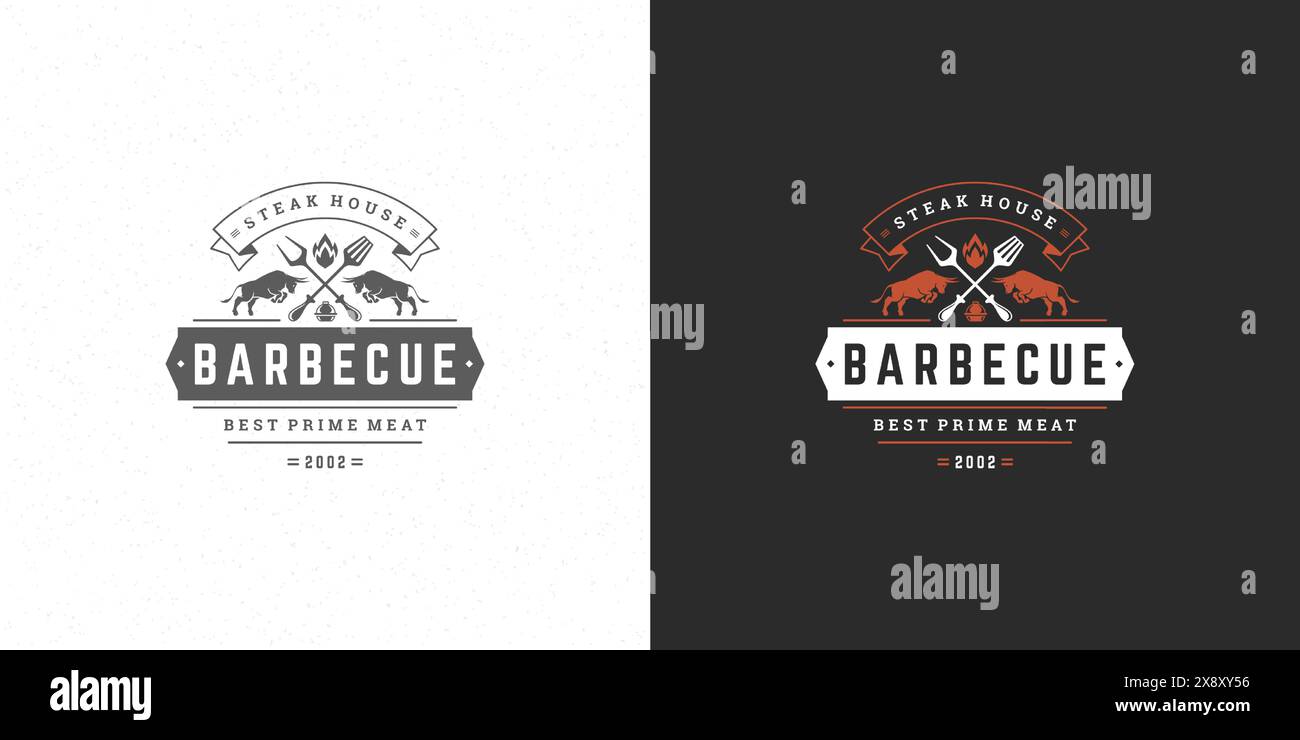 Barbecue logo vector illustration grill steak house or bbq restaurant ...
