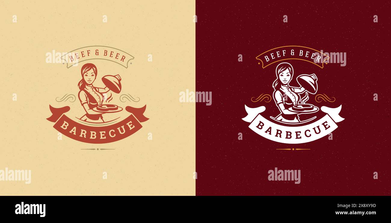 Barbecue logo vector illustration grill steak house or bbq restaurant ...